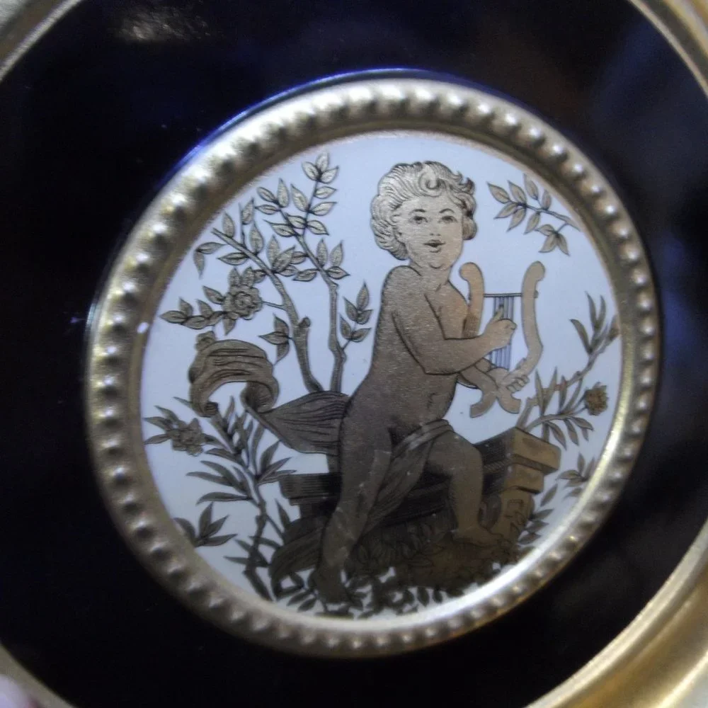Vintage Guildcraft Double Sided Golden Cherub Angel Tin
